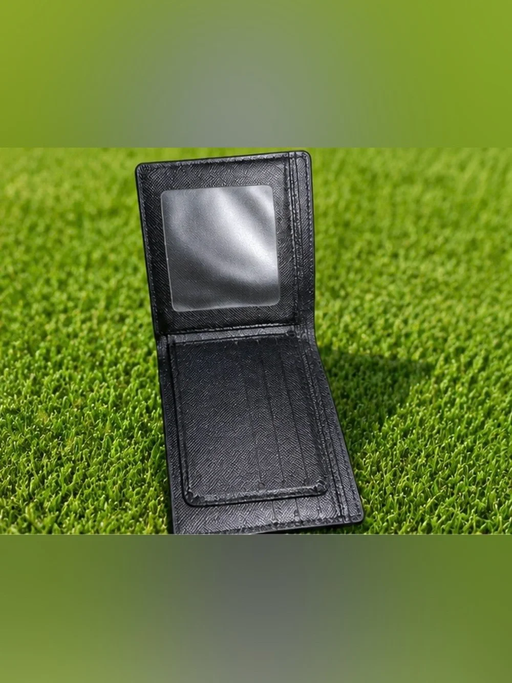 Black Embossed LV Monogram Bifold Wallet with ID Window